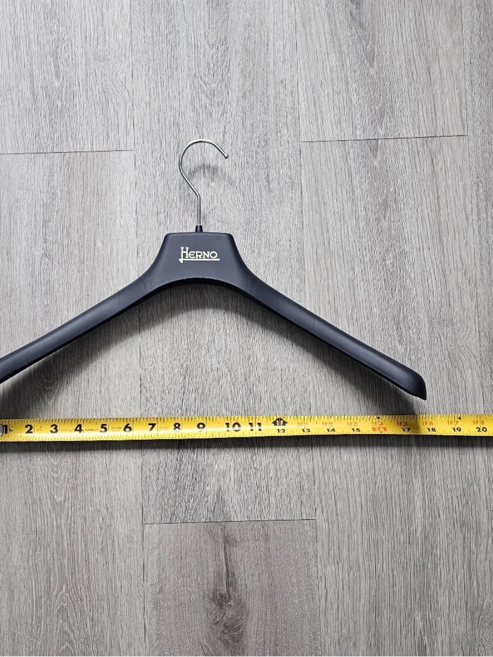 Herno Authentic Plastic Clothes Hanger with Silver Hook, Length 18”